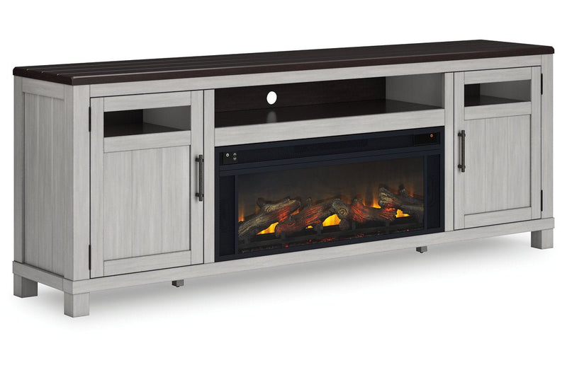 Darborn Gray/Brown 88" TV Stand with Electric Fireplace - Gate FurnitureTV Stand