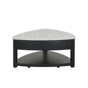 Darcy - Black Coffee Table with Lift-Up Faux Marble Top and Storage Shelf - T135-C-Table