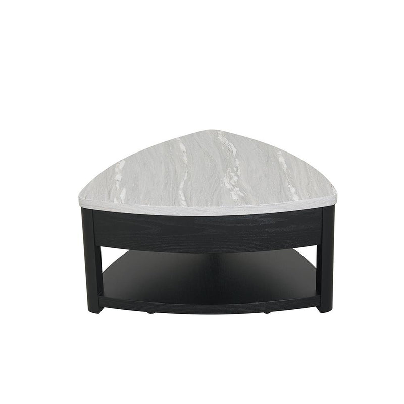 Darcy - Black Coffee Table with Lift-Up Faux Marble Top and Storage Shelf - T135-C-Table