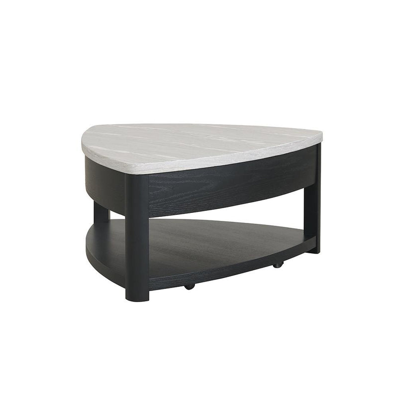 Darcy - Black Coffee Table with Lift-Up Faux Marble Top and Storage Shelf - T135-C-Table