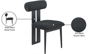 Dario Boucle Fabric Upholstered Dining Chair in Black, Set of 2 - 921Black-C