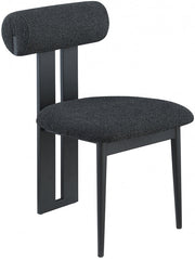 Dario Boucle Fabric Upholstered Dining Chair in Black, Set of 2 - 921Black-C