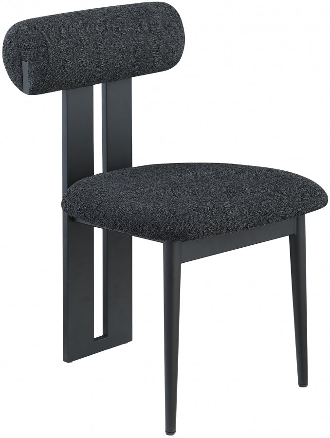 Dario Boucle Fabric Upholstered Dining Chair in Black, Set of 2 - 921Black-C