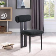 Dario Boucle Fabric Upholstered Dining Chair in Black, Set of 2 - 921Black-C