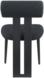 Dario Boucle Fabric Upholstered Dining Chair in Black, Set of 2 - 921Black-C