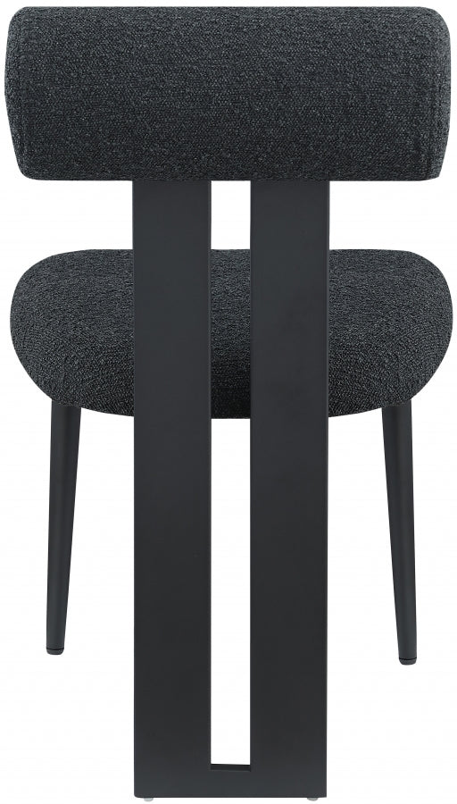 Dario Boucle Fabric Upholstered Dining Chair in Black, Set of 2 - 921Black-C