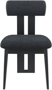 Dario Boucle Fabric Upholstered Dining Chair in Black, Set of 2 - 921Black-C