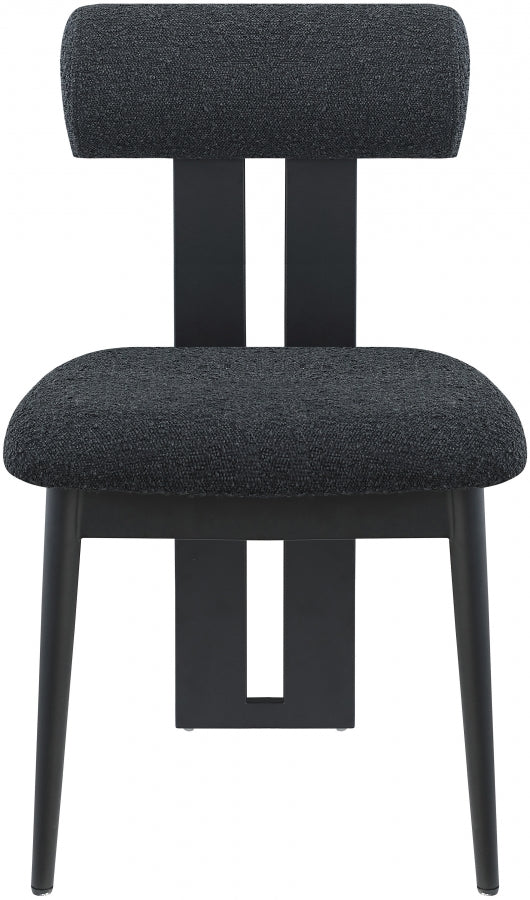 Dario Boucle Fabric Upholstered Dining Chair in Black, Set of 2 - 921Black-C