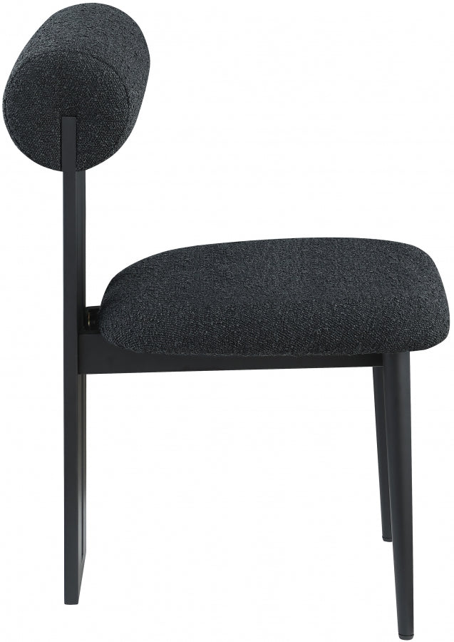 Dario Boucle Fabric Upholstered Dining Chair in Black, Set of 2 - 921Black-C