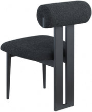 Dario Boucle Fabric Upholstered Dining Chair in Black, Set of 2 - 921Black-C