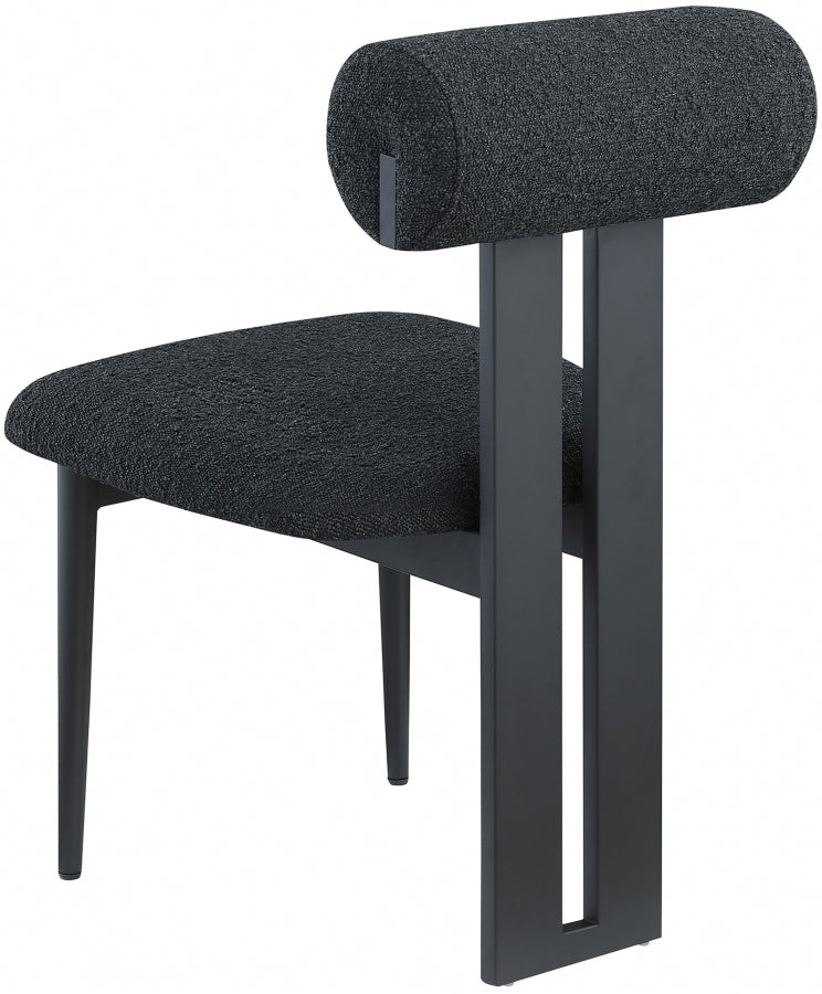 Dario Boucle Fabric Upholstered Dining Chair in Black, Set of 2 - 921Black-C