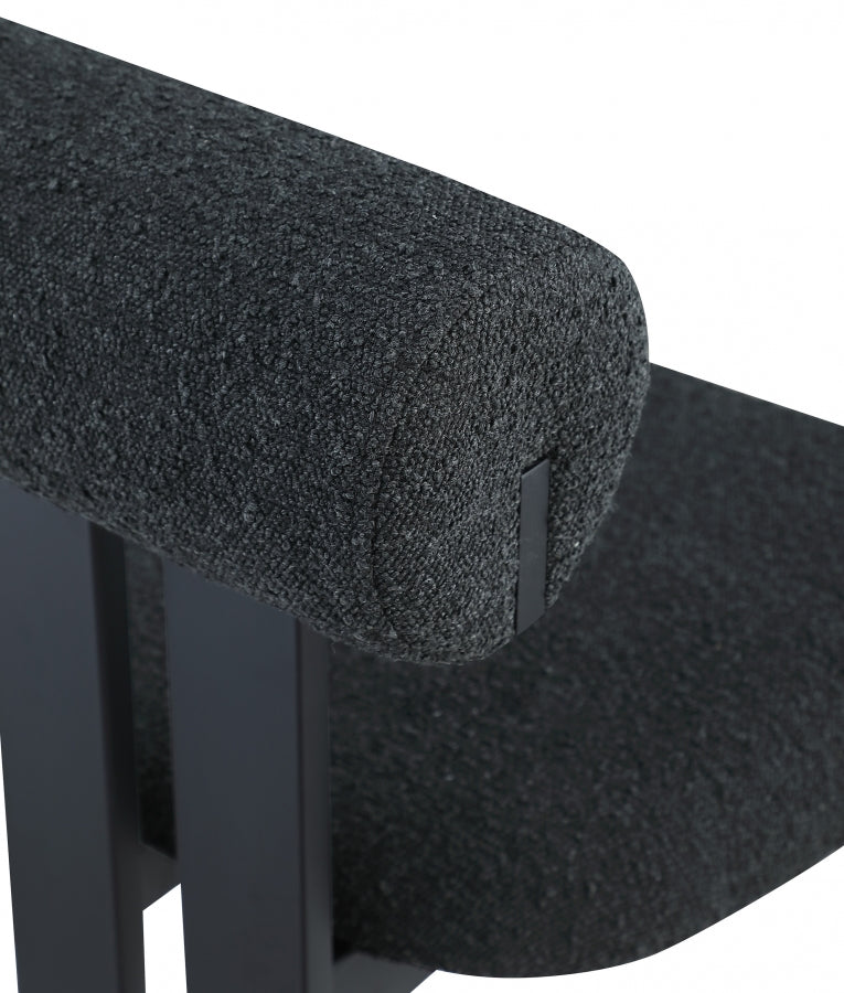 Dario Boucle Fabric Upholstered Dining Chair in Black, Set of 2 - 921Black-C