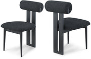 Dario Boucle Fabric Upholstered Dining Chair in Black, Set of 2 - 921Black-C