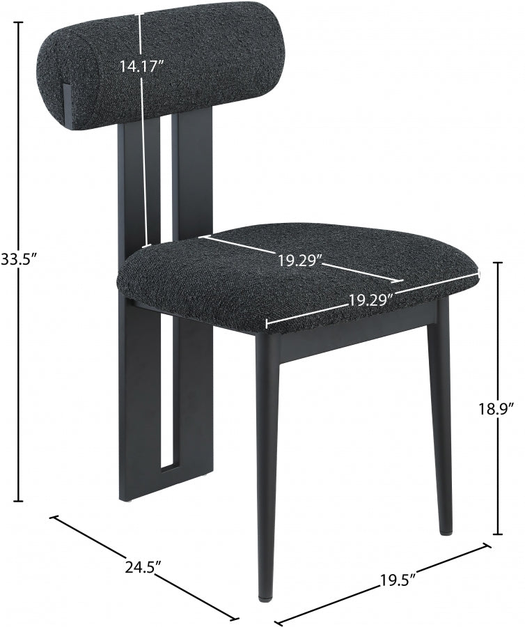Dario Boucle Fabric Upholstered Dining Chair in Black, Set of 2 - 921Black-C
