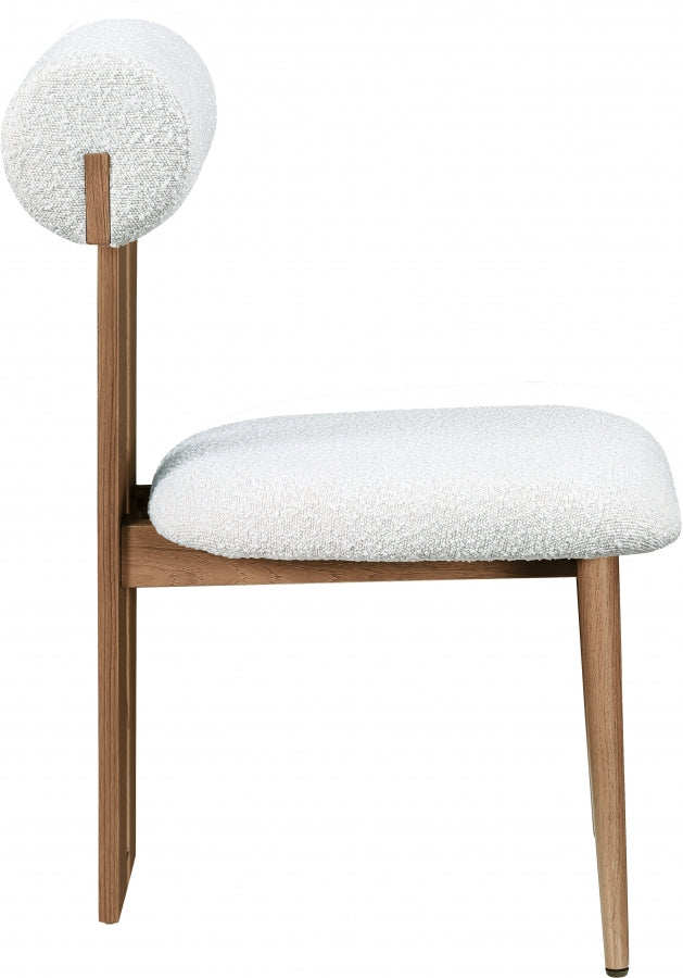 Dario Boucle Fabric Upholstered Dining Chair in Cream, Set of 2 - 916Cream-C
