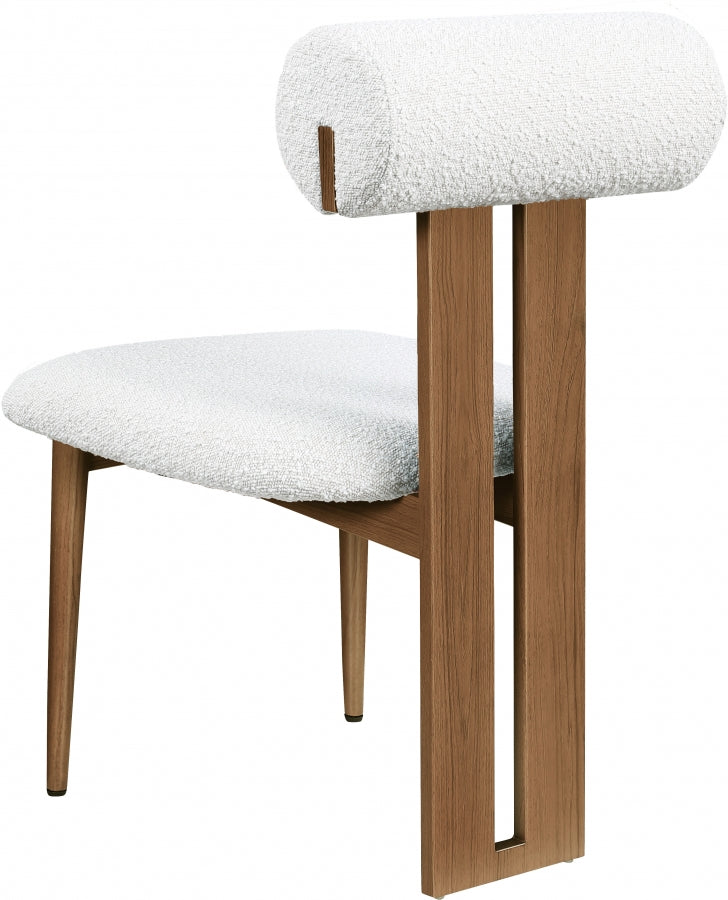 Dario Boucle Fabric Upholstered Dining Chair in Cream, Set of 2 - 916Cream-C