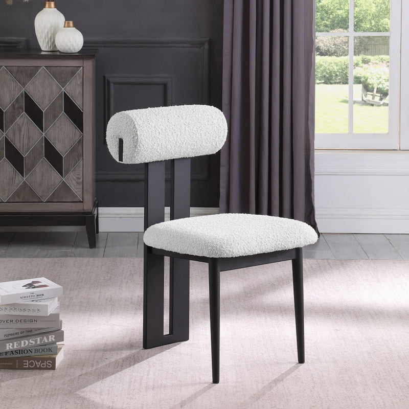 Dario Boucle Fabric Upholstered Dining Chair in Cream, Set of 2 - 921Cream-C
