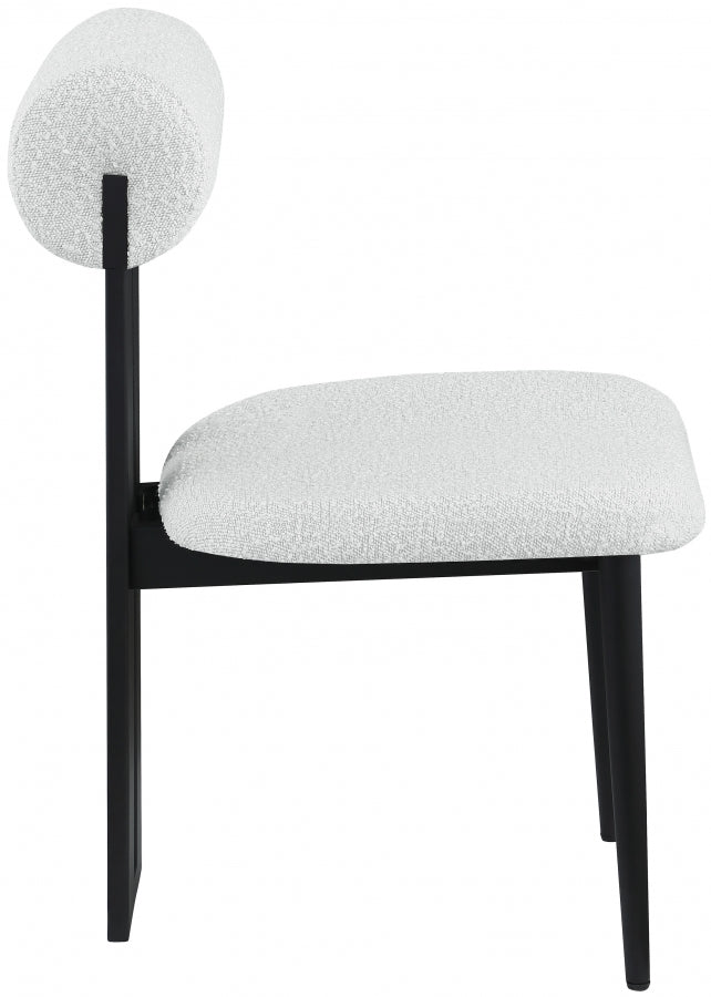 Dario Boucle Fabric Upholstered Dining Chair in Cream, Set of 2 - 921Cream-C