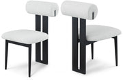 Dario Boucle Fabric Upholstered Dining Chair in Cream, Set of 2 - 921Cream-C