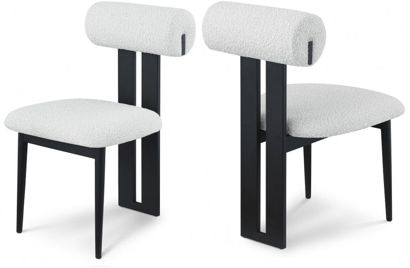 Dario Boucle Fabric Upholstered Dining Chair in Cream, Set of 2 - 921Cream-C