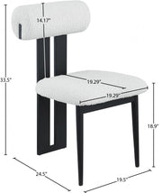 Dario Boucle Fabric Upholstered Dining Chair in Cream, Set of 2 - 921Cream-C