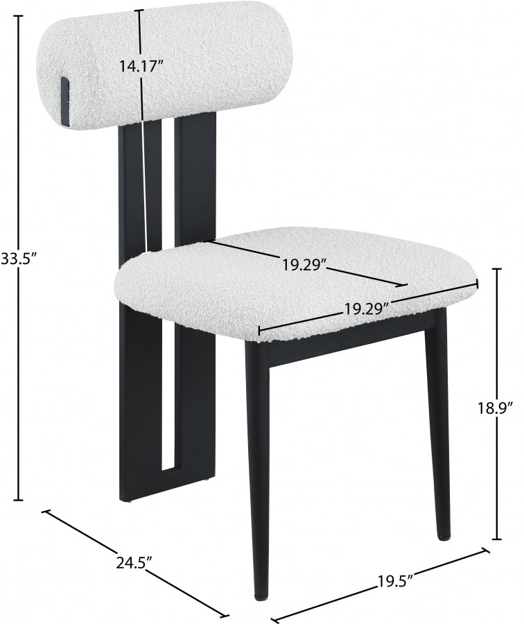 Dario Boucle Fabric Upholstered Dining Chair in Cream, Set of 2 - 921Cream-C