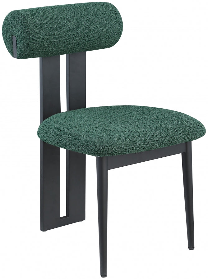 Dario Boucle Fabric Upholstered Dining Chair in Green, Set of 2 - 921Green-C