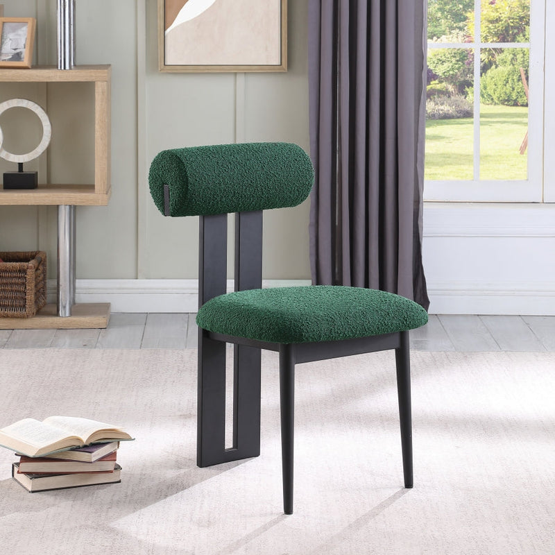 Dario Boucle Fabric Upholstered Dining Chair in Green, Set of 2 - 921Green-C