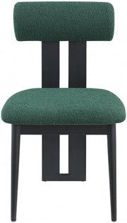 Dario Boucle Fabric Upholstered Dining Chair in Green, Set of 2 - 921Green-C