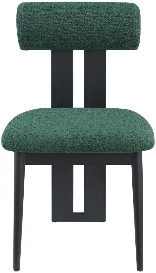 Dario Boucle Fabric Upholstered Dining Chair in Green, Set of 2 - 921Green-C