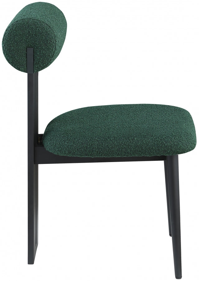 Dario Boucle Fabric Upholstered Dining Chair in Green, Set of 2 - 921Green-C