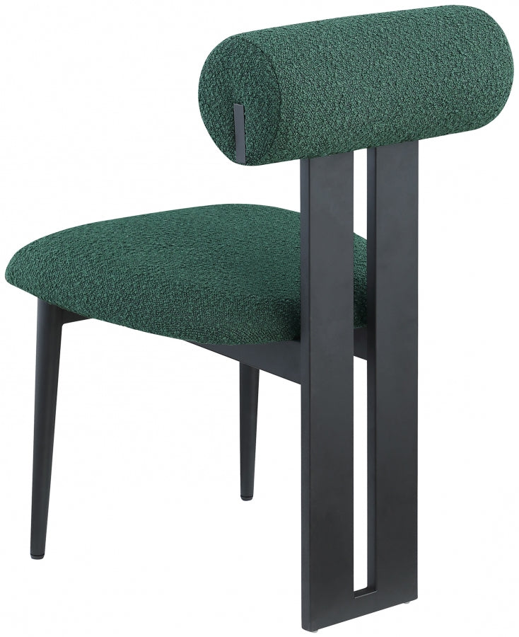 Dario Boucle Fabric Upholstered Dining Chair in Green, Set of 2 - 921Green-C