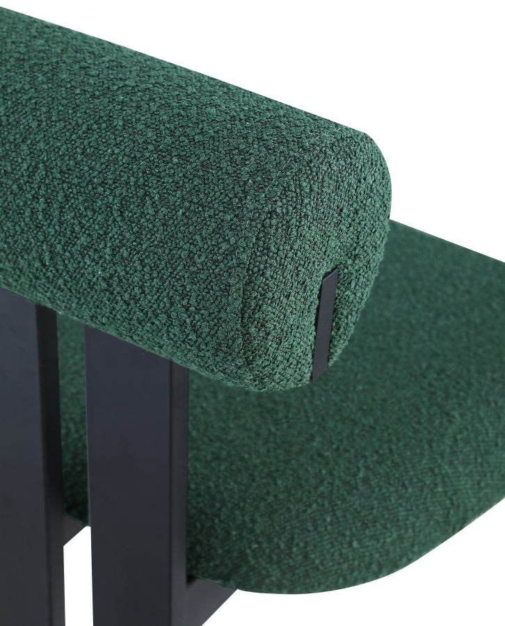 Dario Boucle Fabric Upholstered Dining Chair in Green, Set of 2 - 921Green-C