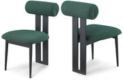Dario Boucle Fabric Upholstered Dining Chair in Green, Set of 2 - 921Green-C