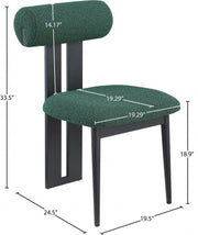 Dario Boucle Fabric Upholstered Dining Chair in Green, Set of 2 - 921Green-C