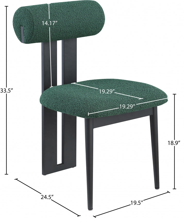 Dario Boucle Fabric Upholstered Dining Chair in Green, Set of 2 - 921Green-C