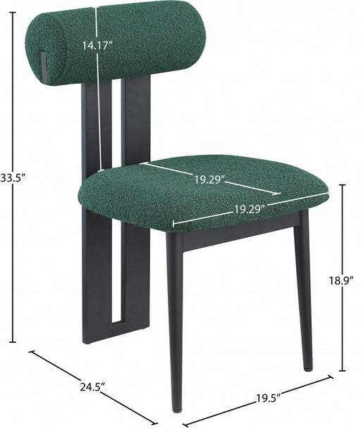 Dario Boucle Fabric Upholstered Dining Chair in Green, Set of 2 - 921Green-C