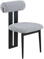 Dario Boucle Fabric Upholstered Dining Chair in Grey, Set of 2 - 921Grey-C