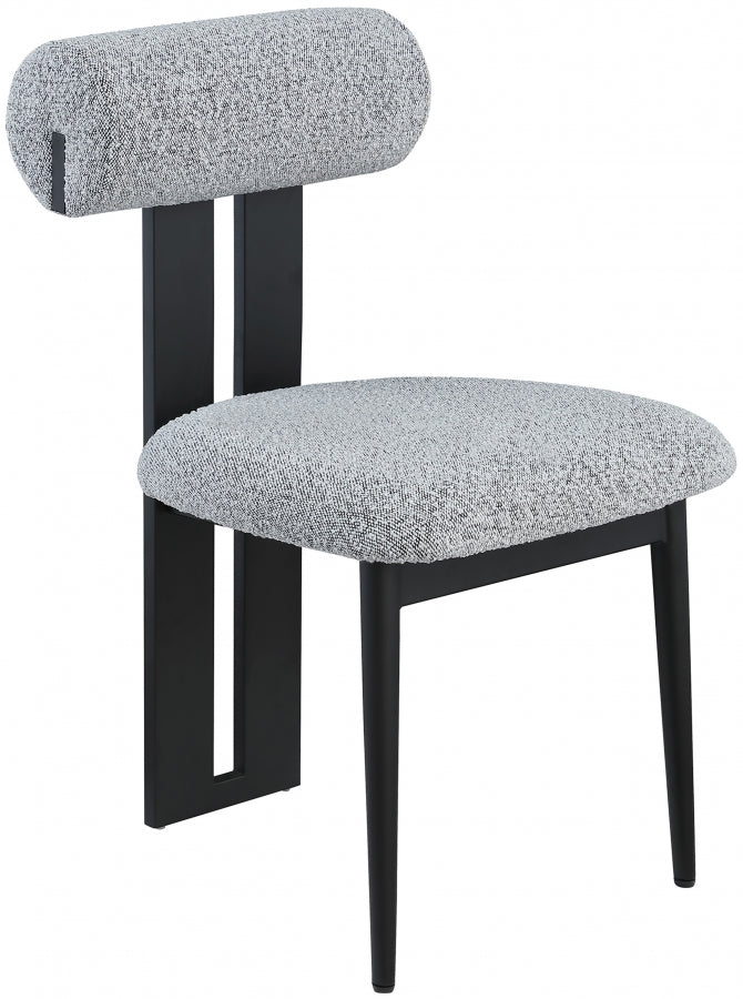 Dario Boucle Fabric Upholstered Dining Chair in Grey, Set of 2 - 921Grey-C