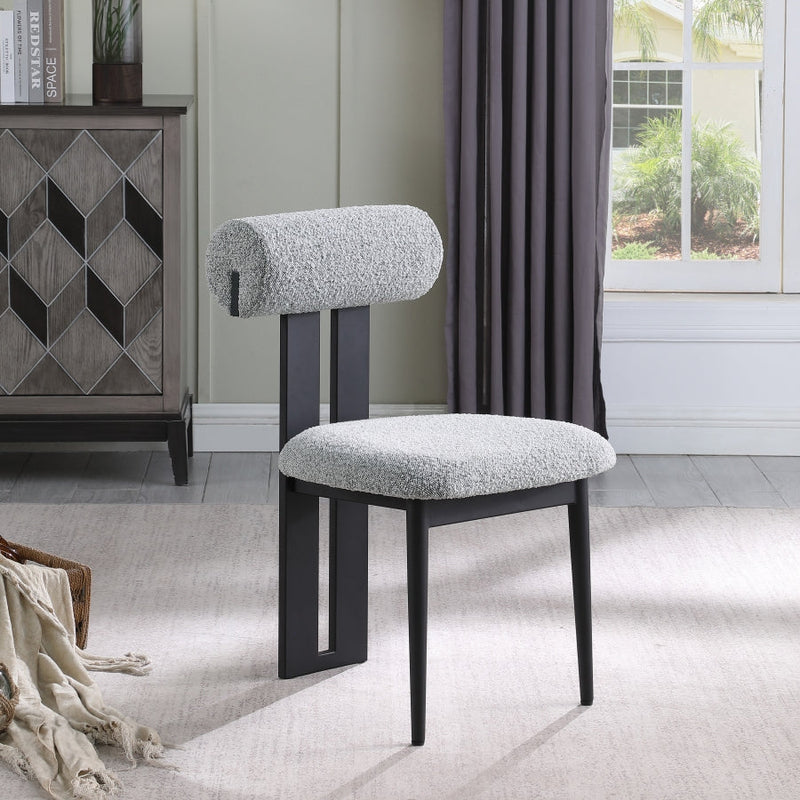 Dario Boucle Fabric Upholstered Dining Chair in Grey, Set of 2 - 921Grey-C