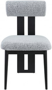 Dario Boucle Fabric Upholstered Dining Chair in Grey, Set of 2 - 921Grey-C