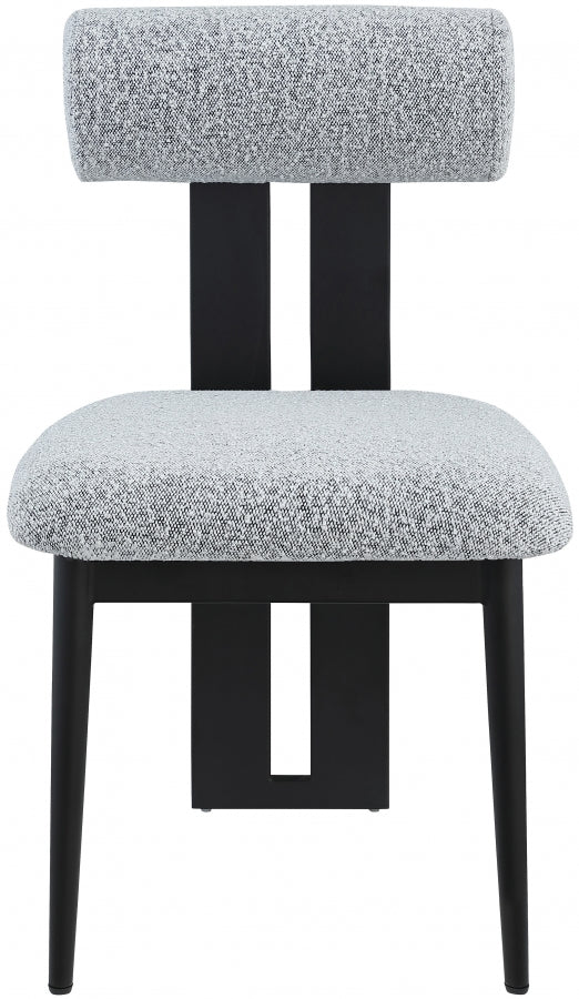 Dario Boucle Fabric Upholstered Dining Chair in Grey, Set of 2 - 921Grey-C