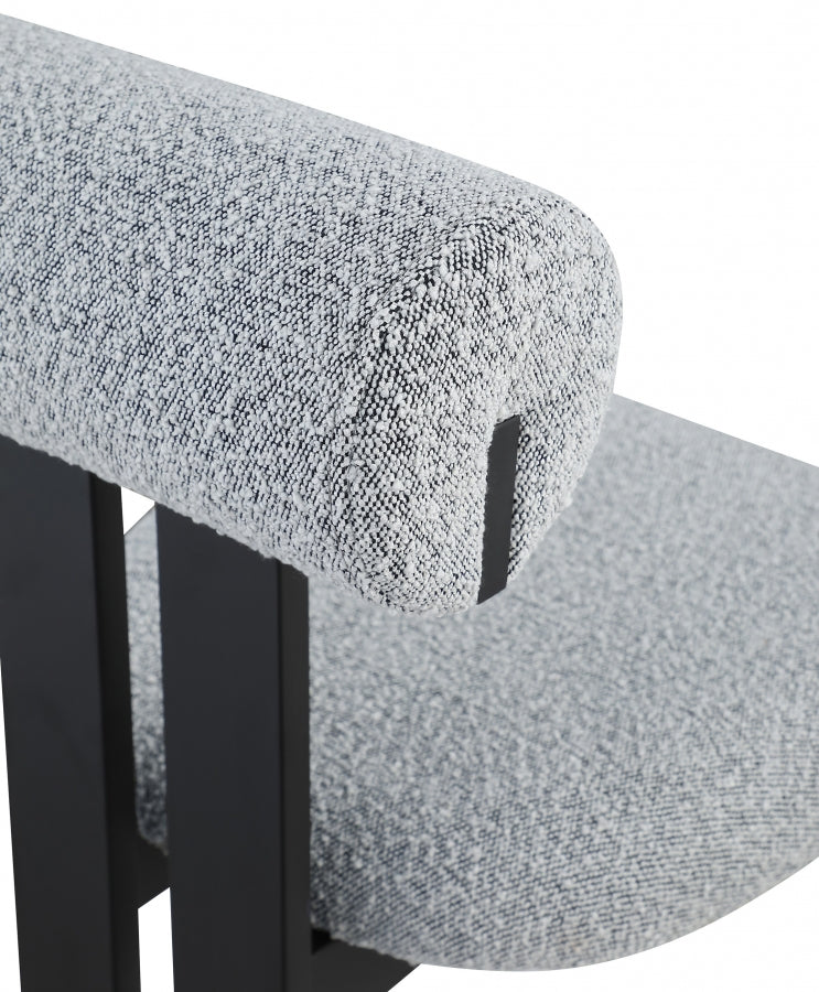 Dario Boucle Fabric Upholstered Dining Chair in Grey, Set of 2 - 921Grey-C