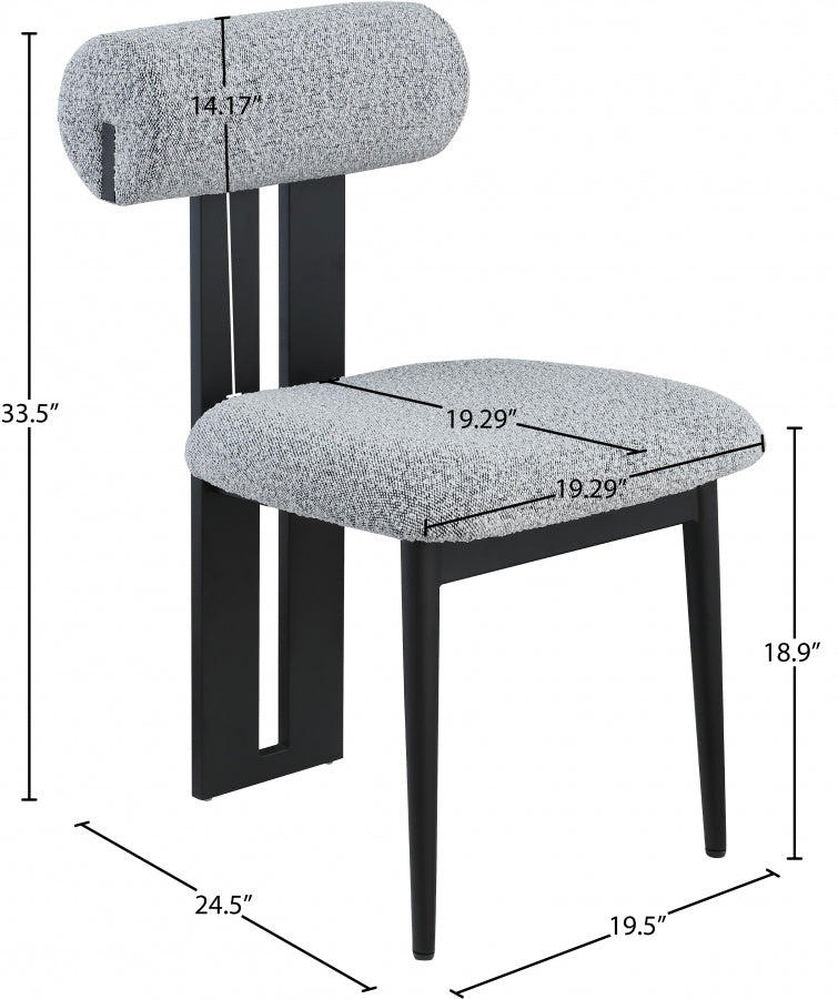 Dario Boucle Fabric Upholstered Dining Chair in Grey, Set of 2 - 921Grey-C
