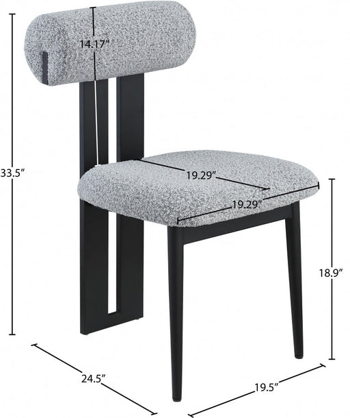 Dario Boucle Fabric Upholstered Dining Chair in Grey, Set of 2 - 921Grey-C