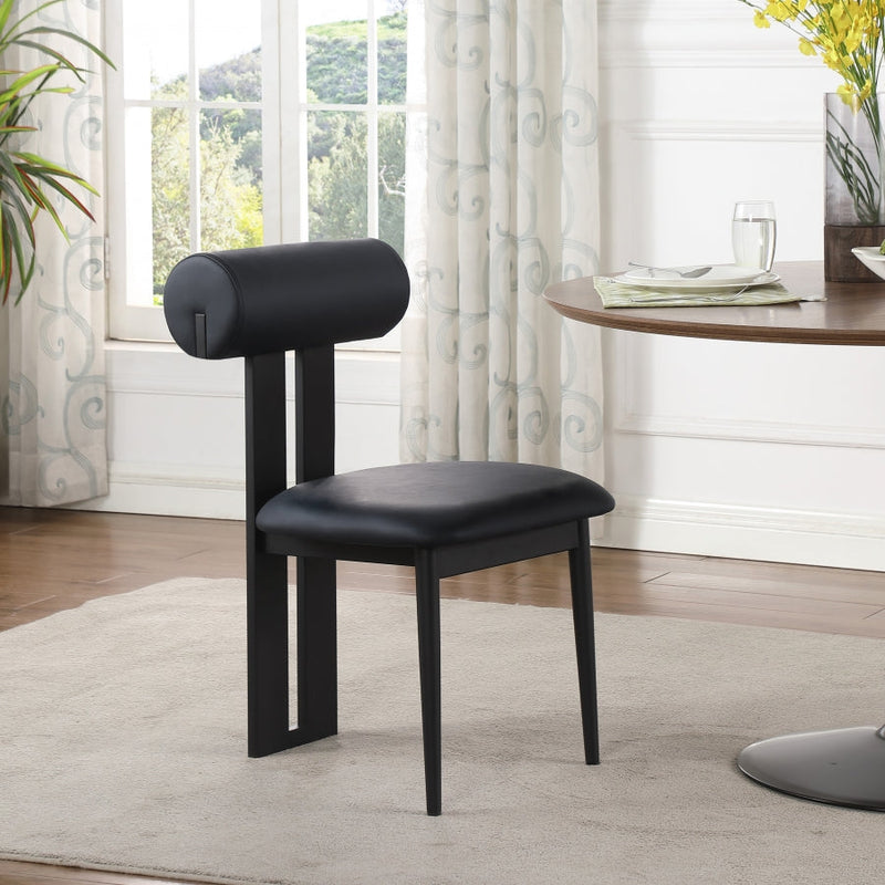 Dario Vegan Leather Upholstered Dining Chair in Black, Set of 2 - 922Black-C