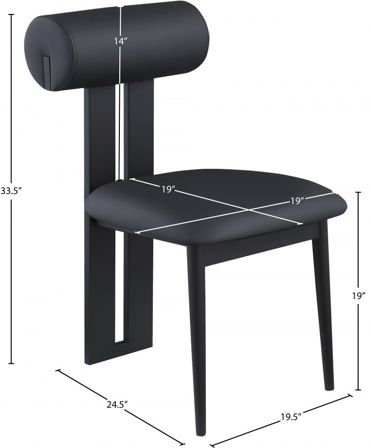 Dario Vegan Leather Upholstered Dining Chair in Black, Set of 2 - 922Black-C