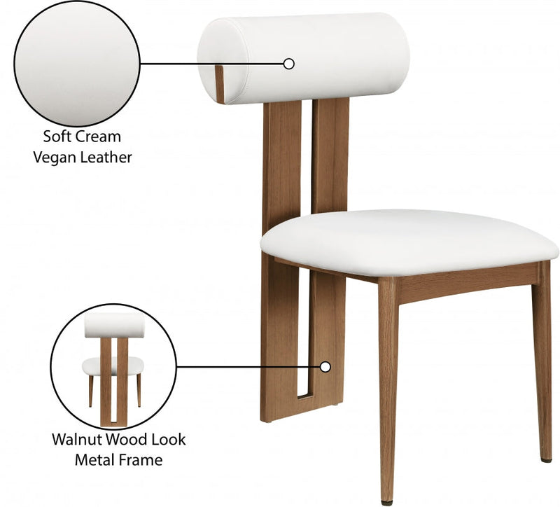 Dario Vegan Leather Upholstered Dining Chair in Cream, Set of 2 - 917Cream-C