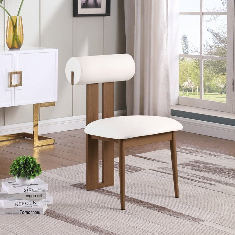 Dario Vegan Leather Upholstered Dining Chair in Cream, Set of 2 - 917Cream-C