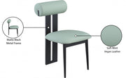 Dario Vegan Leather Upholstered Dining Chair in Green, Set of 2 - 922Mint-C